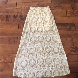 Light cream with a darker tan accent maxi skirt!
